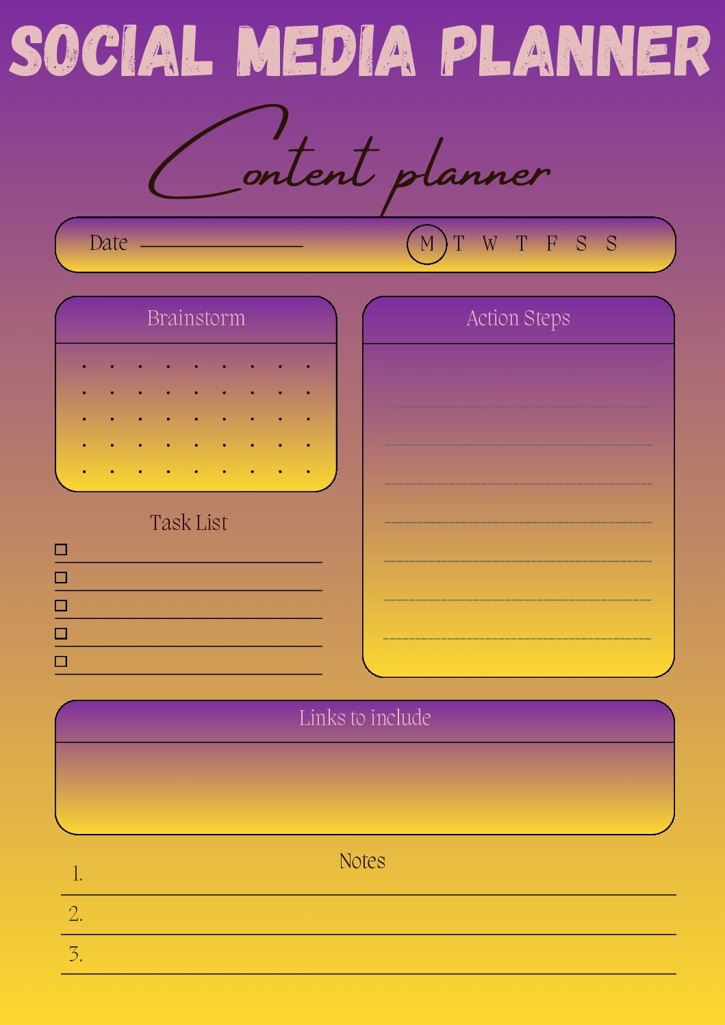 Premium Purple & Gold Social Media Content Planner (Digital Download)